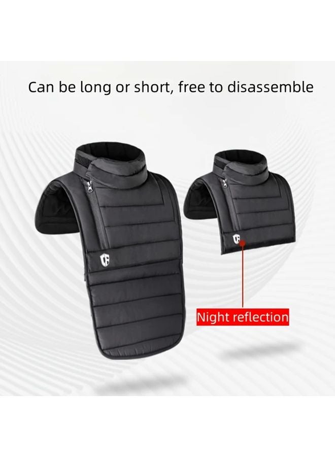 دراجة نارية سوداء صدرية وغطاء رأس مع مآزر طويلة للرقبة قابلة للإزالة وإغلاق بسحاب - Image 4