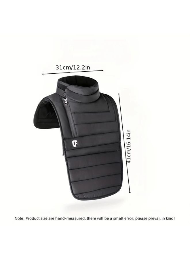 دراجة نارية سوداء صدرية وغطاء رأس مع مآزر طويلة للرقبة قابلة للإزالة وإغلاق بسحاب - Image 3