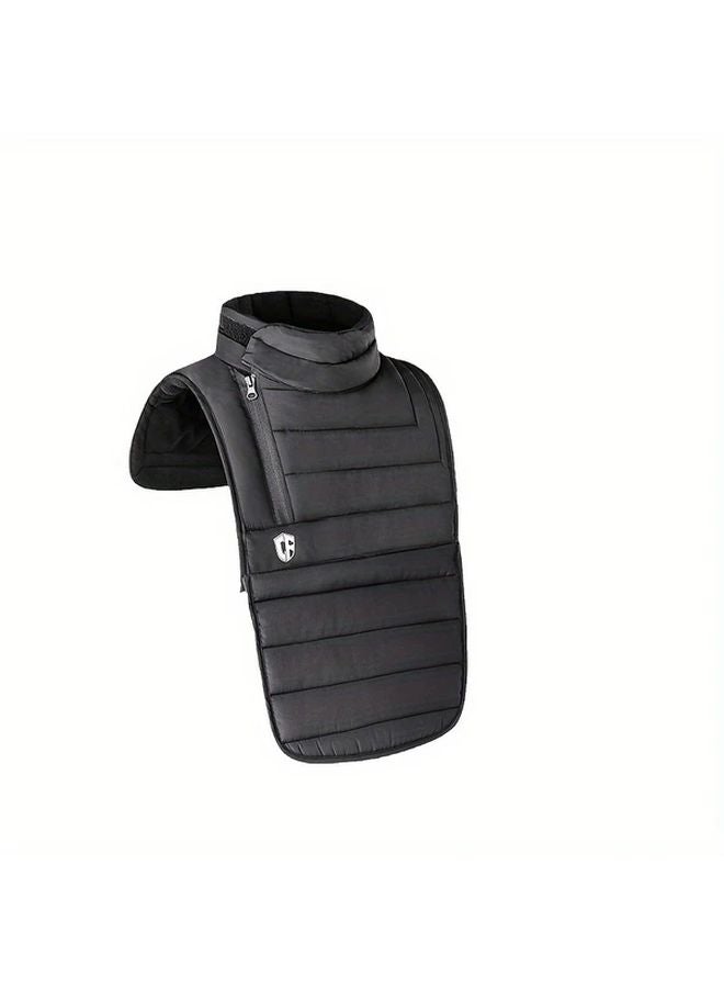 دراجة نارية سوداء صدرية وغطاء رأس مع مآزر طويلة للرقبة قابلة للإزالة وإغلاق بسحاب - Image 1