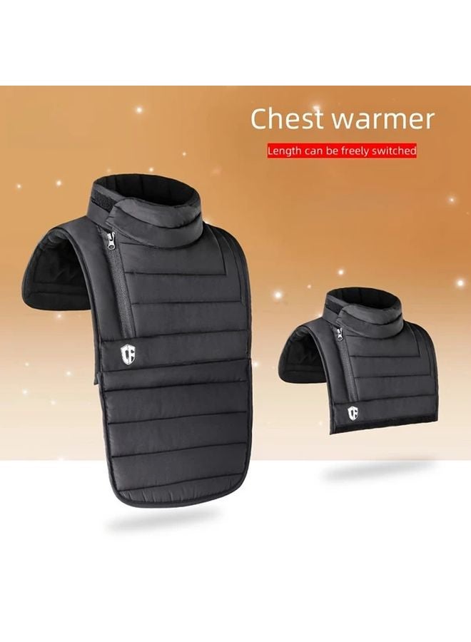 دراجة نارية سوداء صدرية وغطاء رأس مع مآزر طويلة للرقبة قابلة للإزالة وإغلاق بسحاب - Image 2