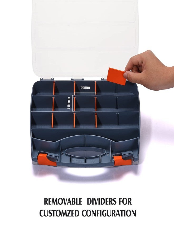 MIXPOWER 12-inch Double-Side Hardware Box Storage, with 15 Compartments Each Side.with Removable Dividers - Image 3