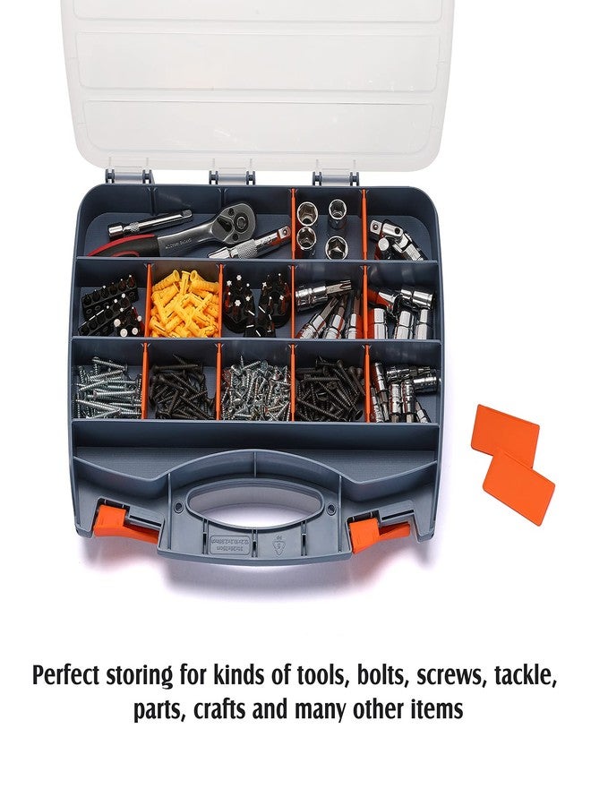 MIXPOWER 12-inch Double-Side Hardware Box Storage, with 15 Compartments Each Side.with Removable Dividers - Image 5