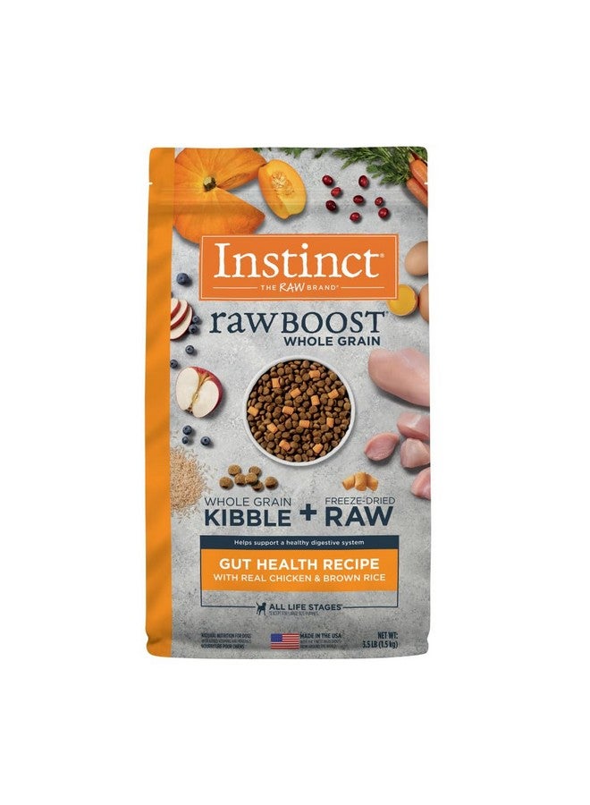 غريزة إنستينكت رو بوست، طعام كلاب جاف طبيعي مع قطع مجففة بالتجميد، حبوب كاملة، دجاج حقيقي - صحة الأمعاء، كيس 3.5 رطل - Image 1
