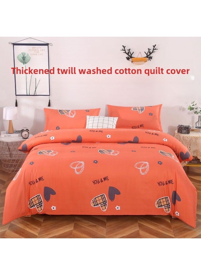 Twill Washed Cotton Quilt Cover Thickened And Sanding Soft Single Double Quilt Cover Student Dormitory Bedding Zheng Zheng Xiao-Color:Leisure Time Gray♢-Specifications:1.8* 2.2m Single Quilt Cover♢