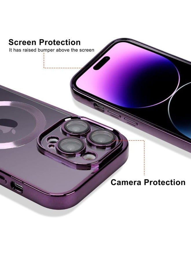 iPhone 15 Pro Case with Camera Lens Protector, Protective Case Compatible with Wireless Charging, Anti-Scratch Shockproof Protective Electroplated iPhone 15 Pro 6.1 inch Case for Women Men - Purple - Image 4