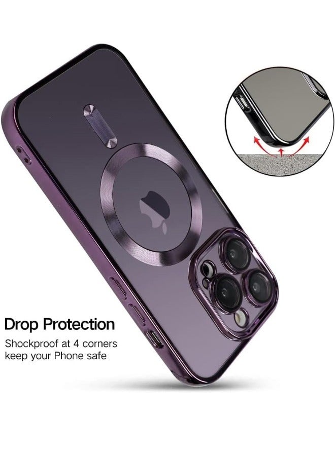 iPhone 15 Pro Case with Camera Lens Protector, Protective Case Compatible with Wireless Charging, Anti-Scratch Shockproof Protective Electroplated iPhone 15 Pro 6.1 inch Case for Women Men - Purple - Image 5