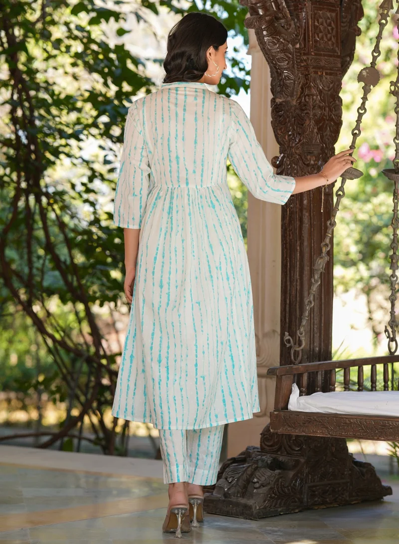 kolaba White Cotton Tie & Dye Kurta 2Pc Set
