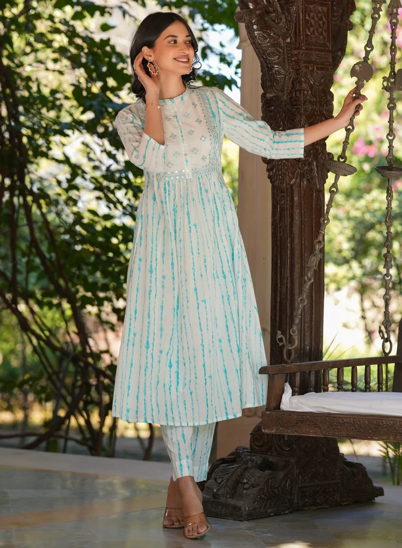 kolaba White Cotton Tie & Dye Kurta 2Pc Set