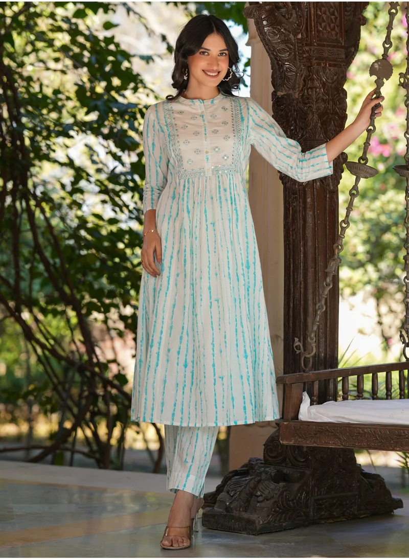 kolaba White Cotton Tie & Dye Kurta 2Pc Set