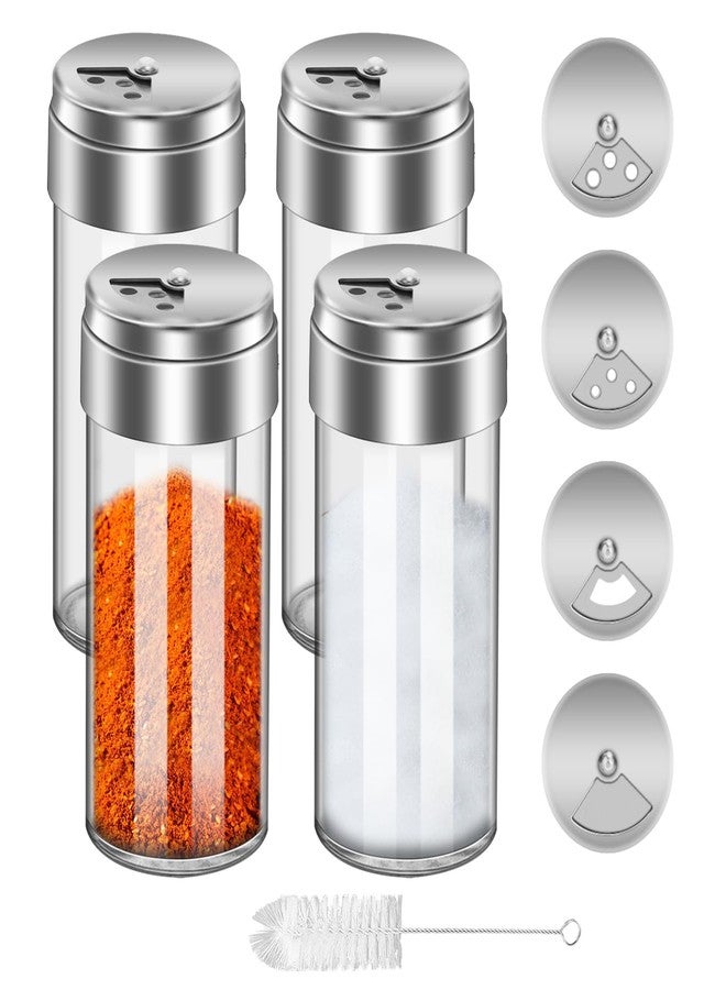 eispap 4Pcs 3 Oz (90 ml) Salt and Pepper Shakers Set with Adjustable Pour Holes, Salt Shakers for Kitchen, Stainless Steel Seasoning Containers, Dispenser Spice Jars for Table (4) - Image 1