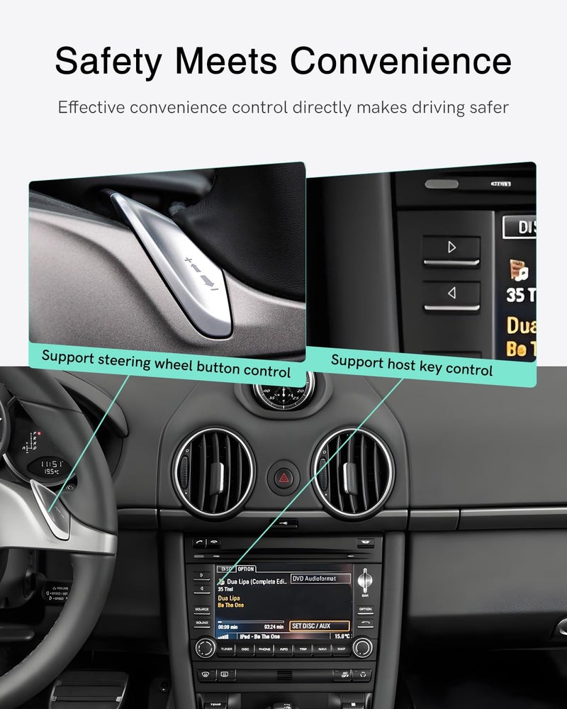 CHOOCL Car Bluetooth Receiver with iPod Y Cable Work for Porsche PCM3.0 System, Bluetooth Adapter for Car Music, aptX™ Compatible for Stable, Low-Latency Audio Streaming (PCM3.0) - Image 3