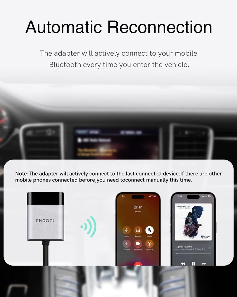 CHOOCL Car Bluetooth Receiver with iPod Y Cable Work for Porsche PCM3.0 System, Bluetooth Adapter for Car Music, aptX™ Compatible for Stable, Low-Latency Audio Streaming (PCM3.0) - Image 5