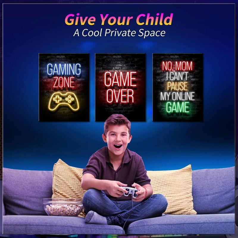 ARS Gaming Posters Canvas Wall Art Set of 3 – Framed Gamer Room Decor (measures 12x16 inches Each) – Teen Boys Gaming Wall Decor for Bedroom & Gaming Setup - Image 2