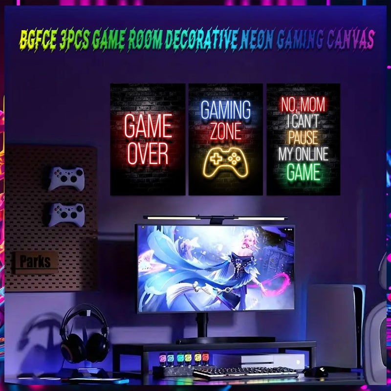 ARS Gaming Posters Canvas Wall Art Set of 3 – Framed Gamer Room Decor (measures 12x16 inches Each) – Teen Boys Gaming Wall Decor for Bedroom & Gaming Setup - Image 5