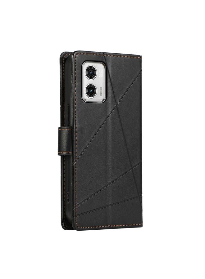 اس-توب جراب لهاتف Motorola Moto G73 مصنوع من جلد البولي يوريثان الأصلي ومزخرف بخطوط منقوش - Image 3