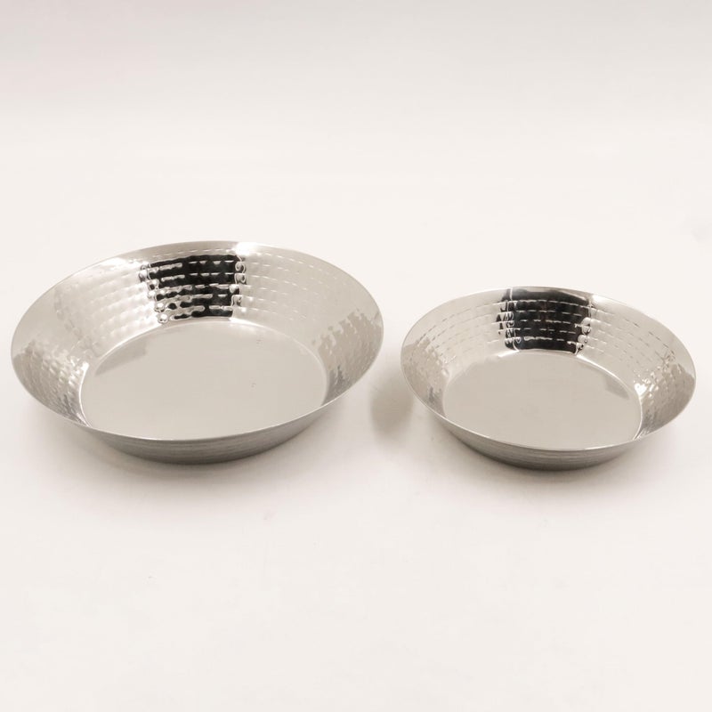 Spillbox Stainless Steel Hammered Parat Lunch Plate Set - Quarter, Snack, Nasta, Dessert, Side Dish - Mirror Finish, BPA Free - Set of 2 - Image 5