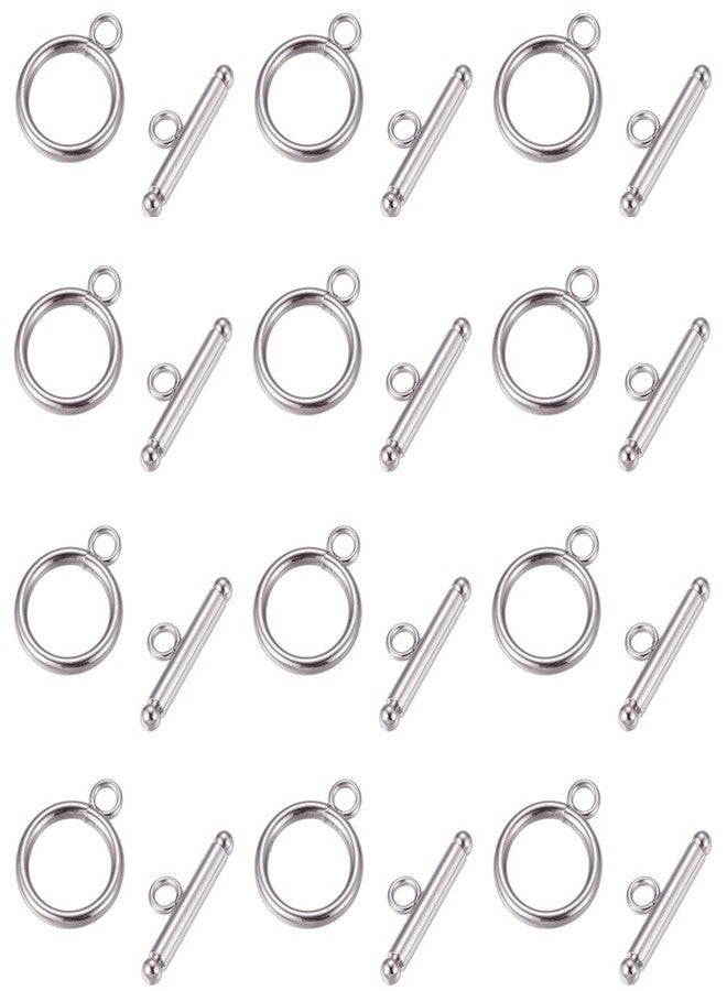 KISSITTY 50 Sets Stainless Steel Round Toggle Clasps Metal Bracelet Making Jewelry Clasps - Image 1