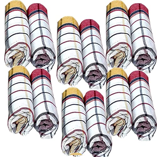 QUALCOSA KITCHEN Cleaning Machine Washable Multipurpose Cotton Checked Kitchen Towels (Multicolour, 18x18 Inch, Pack of 12 Pcs, 300 Gsm) - Image 1
