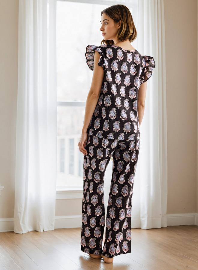 سبلاش فيڤ طقم بيجامة مطبوع بأكمام مكشكشة - Image 3