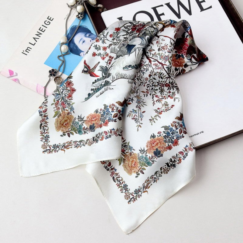 Temperament silk square scarf, elegantly printed 70 silk mulberry silk scarf scarf (27 inches) - Image 5