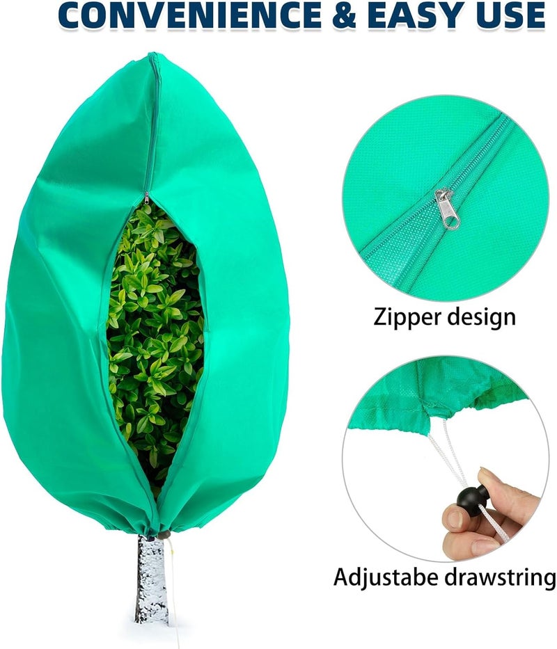 HOMIMP Plant Covers Freeze Protection, 8Pack Frost Covers with Zipper Drawstring (23.6" x 31.5") Plant Protection Cover Bags for Outdoor Winter Frost Cold Weather Shrubs Trees Jacket Covers(Green) - Image 4