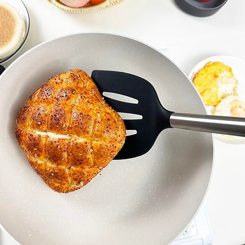 KLAQQED 3Pcs Silicone Spatula Set Heat Resistant Spatulas for Nonstick Cookware Fish Turner Plastic Spatulas Rubber Wok Spatula, Long Large Spatula Silicone Cooking Use Kitchen Utensils Set - Image 5