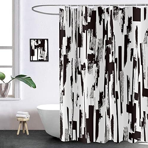 GCIREC Black and White Shower Curtain, Abstract Art with Brushstrokes Chaos Image Print Bathroom Curtain for Men Contemporary Bathtub Decor Waterproof Fabric Machine Washable with 12 Hooks - Image 3