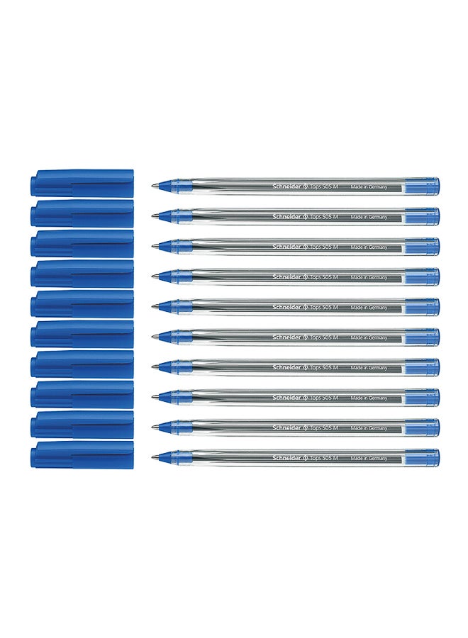 شنايدر حبر جاف أزرق ناعمة الكتابة أقلام | طرف فولاذي متين 0.5 ملم خط متوسط، برميل شفاف بمستوى حبر مرئي، تصميم مريح وخيار تعبئة الخرطوشة - Image 1