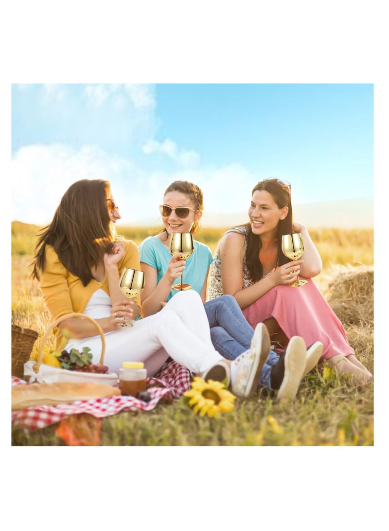 Barakah Stainless Steel Unbreakable Stemmed Glasses, Steel Goblets gold 17 oz Goblets Red, Shatterproof BPA Free Great for Outdoor Events, Picnic (2PCS,Gold) - Image 3