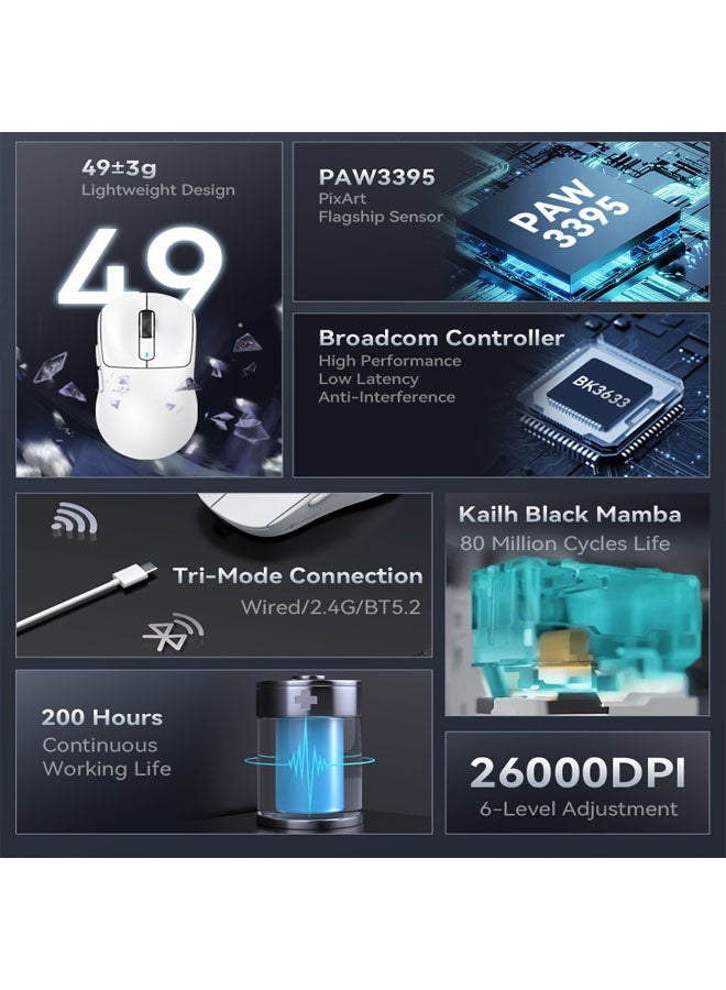 Attack Shark X3 mouse lightweight PAW3395 gaming three-mode wireless mouse gift for family and friends - Image 4