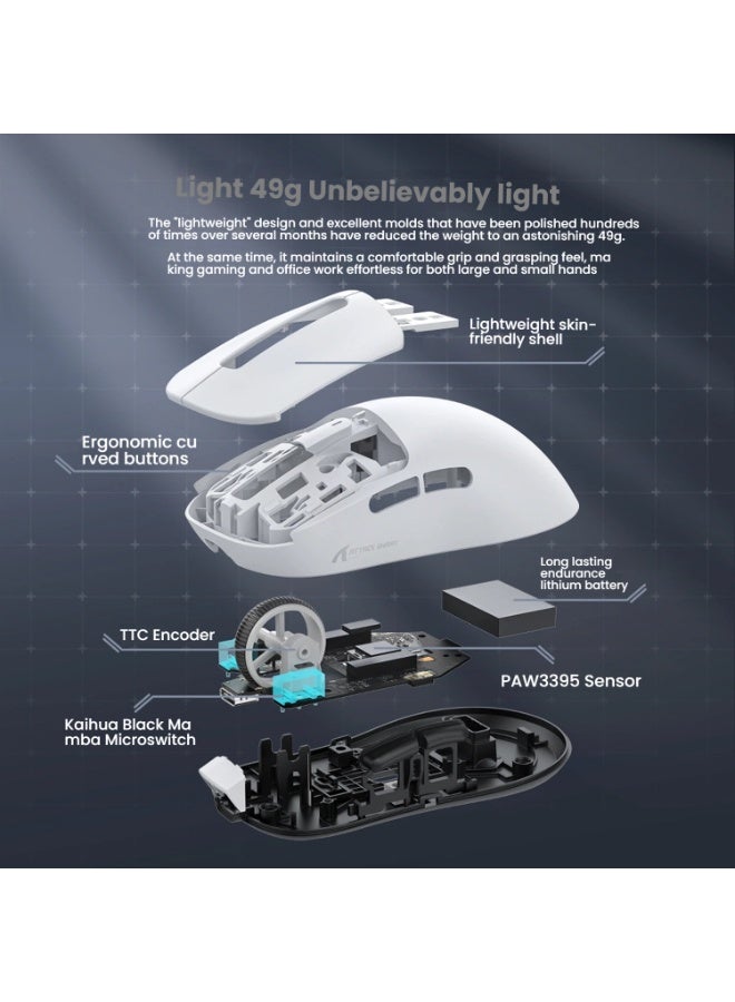 Attack Shark X3 mouse lightweight PAW3395 gaming three-mode wireless mouse gift for family and friends - Image 3