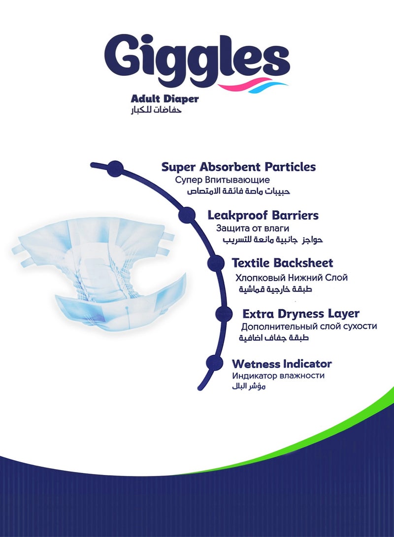 giggles Adult Diaper, Size XL, 30 Count Turkish Made Diaper with Extra Dryness Layer and Wetness Indicator - Image 3