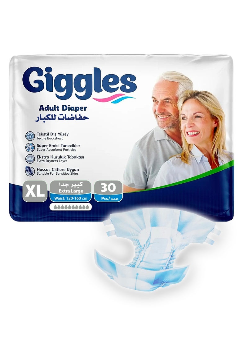 giggles Adult Diaper, Size XL, 30 Count Turkish Made Diaper with Extra Dryness Layer and Wetness Indicator - Image 5