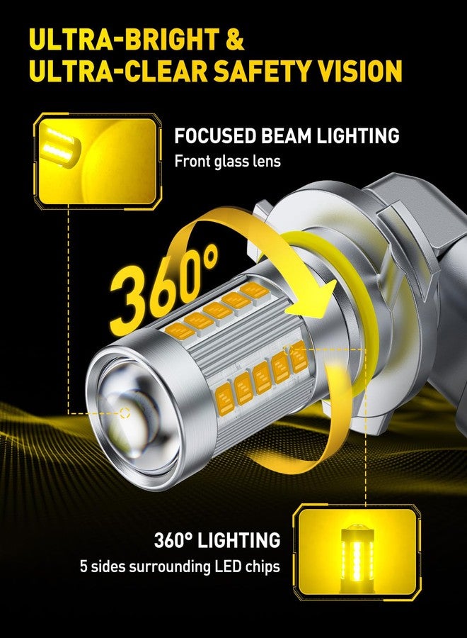 أوكسيتو مصابيح ضباب LED من AUXITO 9006، لون أصفر كهرماني 3000 كلفن، حجم صغير 1:1 HB4 9006، إضاءة كاملة 360 درجة (عبوة من قطعتين) - Image 2