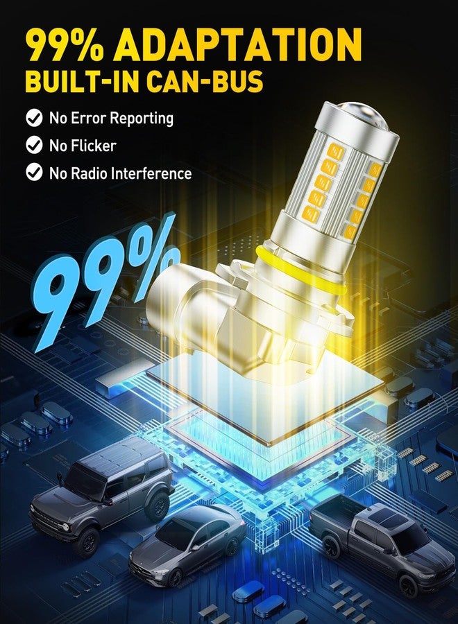 أوكسيتو مصابيح ضباب LED من AUXITO 9006، لون أصفر كهرماني 3000 كلفن، حجم صغير 1:1 HB4 9006، إضاءة كاملة 360 درجة (عبوة من قطعتين) - Image 5