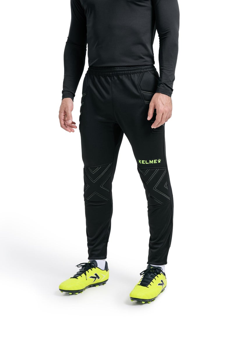 KELME Men's Goalkeeper Pants - Padded Goalie Leggings, Size X-Small, Black/Green - Image 1