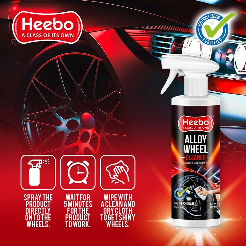 Heebo Alloy Wheel Cleaner Spray 500 ml - Pack 2 | Used to Remove Dirt Mud Grease Road Grim Brake Drum Dust & Tar | Safe to Use on All Types of Wheels | Car Alloy Rim Cleaner | Car Alloy Wheel Cleaner - Image 3