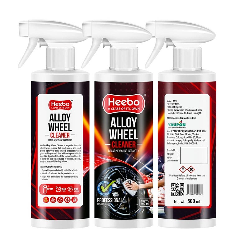 Heebo Alloy Wheel Cleaner Spray 500 ml - Pack 2 | Used to Remove Dirt Mud Grease Road Grim Brake Drum Dust & Tar | Safe to Use on All Types of Wheels | Car Alloy Rim Cleaner | Car Alloy Wheel Cleaner - Image 5