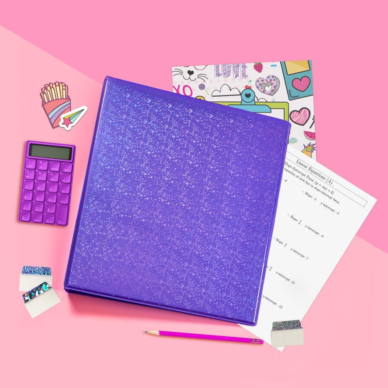 Avery Luxe Collection Durable Holographic 3 Ring Binder, Customizable View Cover, 1 Inch Round Rings, 1 Holographic Violet Binder (03226) - Image 4