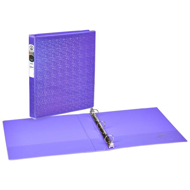 Avery Luxe Collection Durable Holographic 3 Ring Binder, Customizable View Cover, 1 Inch Round Rings, 1 Holographic Violet Binder (03226) - Image 2