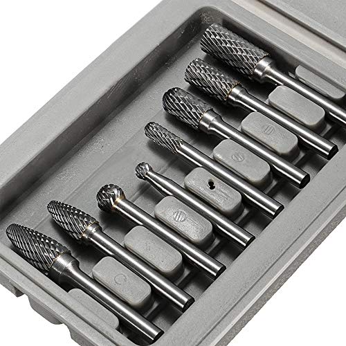 YEEZUGO 8pcs Carbide Rotary Burr Set Double Cut 14635mm Shank Solid Carbide Rotary Burr Set for Die Grinder Drill for WoodworkingDrilling Metal Carving Engraving Polishing by YEEZUGO - Image 1