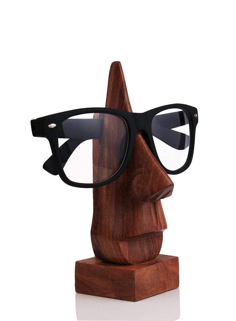 storeindya Wooden Handmade NoseShaped Eyeglass Spectacle HolderEyewear Retainer Sunglasses Holder Spectacle Display Stand