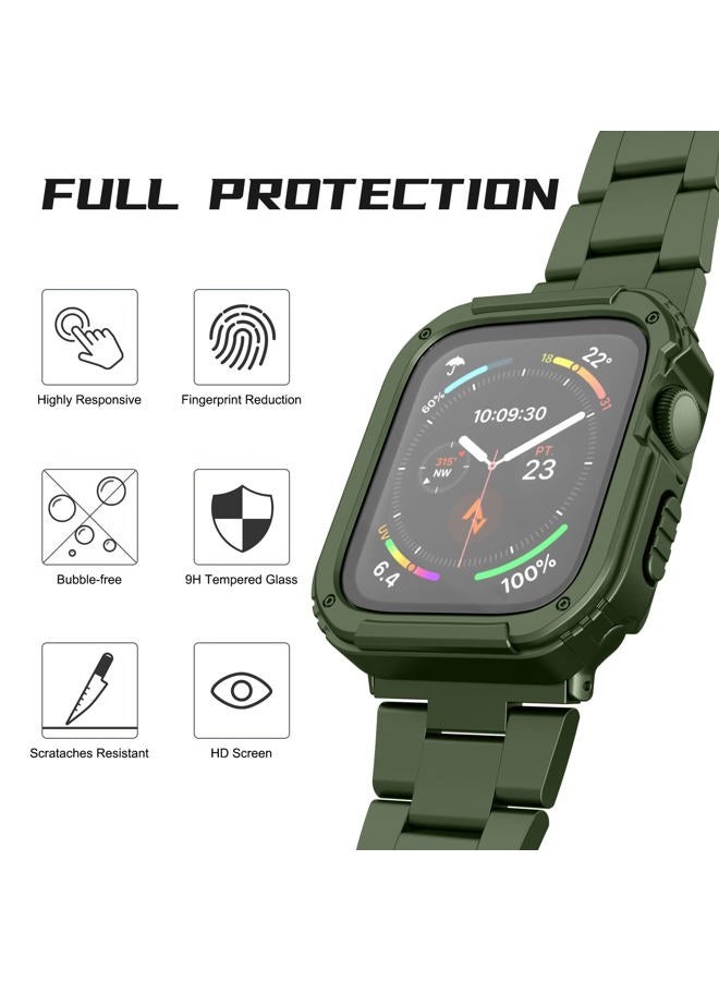 Adepoy 2 Pack Rugged Case Compatible for Apple Watch 40mm Series SE/6/5/4 with Tempered Glass Screen Protector, Military All Around Hard TPU Protective Cover Case Shockproof Bumper for iWatch Men 40mm - Image 3
