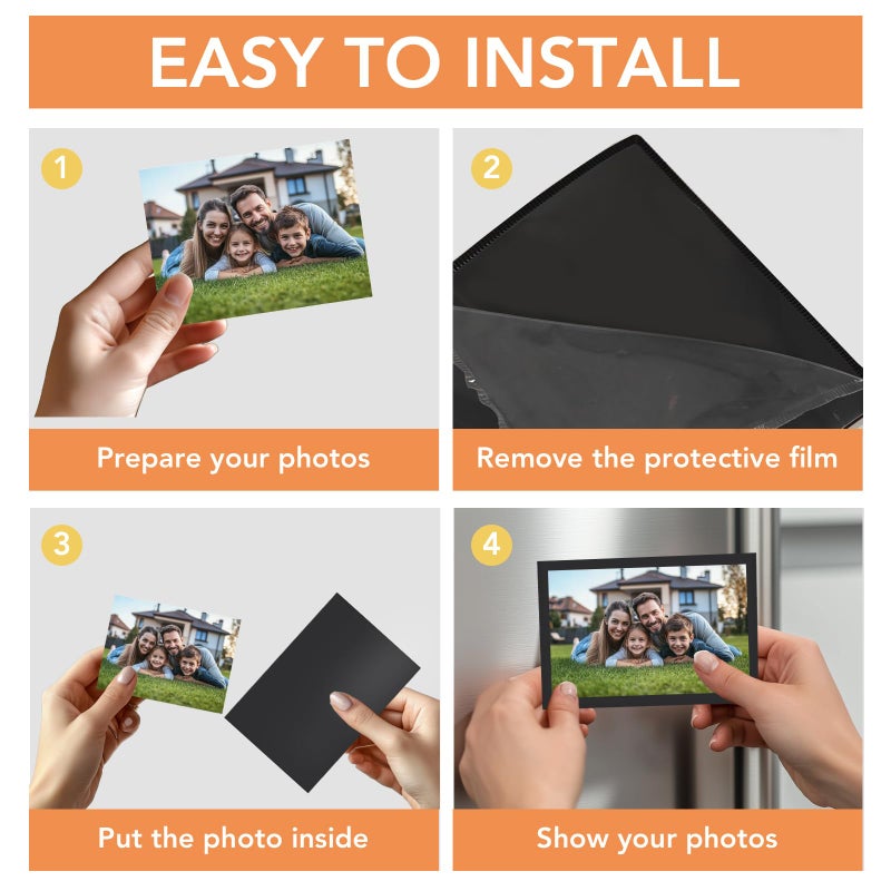 KKJCXY Magnetic Picture Frame, 6 Pcs Magnetic Picture Frames for Refrigerator 4x6, Magnetic Photo Frames with White Border, Refrigerator Magnets for Pictures Suitable Home, School, Office (black, 4x6-6pcs) - Image 4