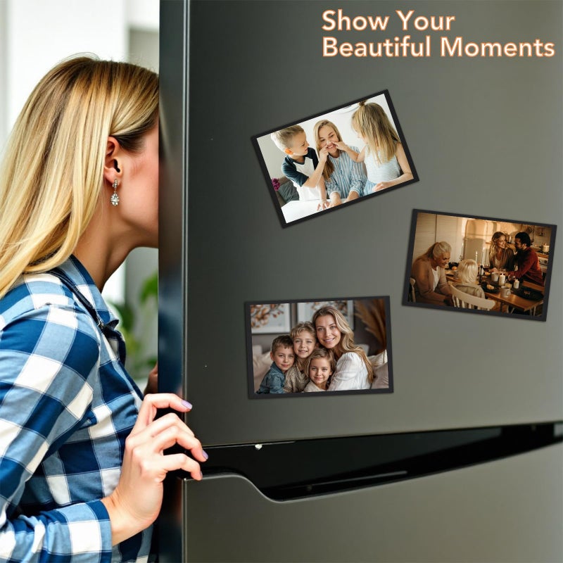 KKJCXY Magnetic Picture Frame, 6 Pcs Magnetic Picture Frames for Refrigerator 4x6, Magnetic Photo Frames with White Border, Refrigerator Magnets for Pictures Suitable Home, School, Office (black, 4x6-6pcs) - Image 5