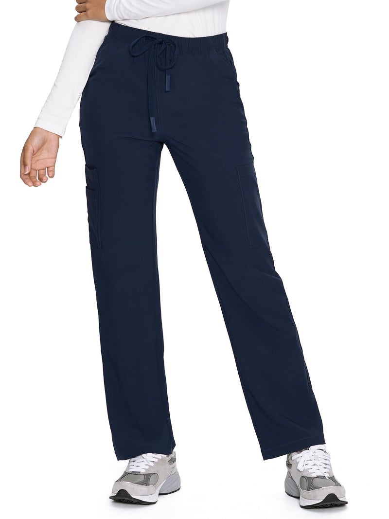 COZYFIT Straight Leg Scrub Pants for Women, Drawstring Soft Stretch, Anti-Wrinkle Women's Scrub Pants with 6 Pockets,Navy Blue,M - Image 1