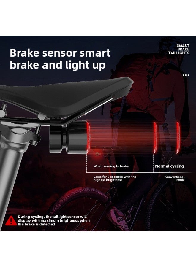 Generic Induction Bicycle Tail Light Super Bright Smart Charging Tail Light Mountain Bike Riding Equipment Night Riding Warning Light-Color:Colorful Non-inductive Model  - Image 4