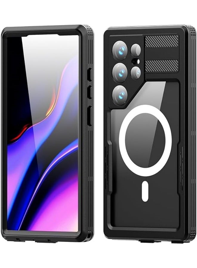 Magnetic Waterproof Case Compatible with Samsung Galaxy S24 Ultra Shockproof IP68 Full Protection Fully Sealed Underwater Cover