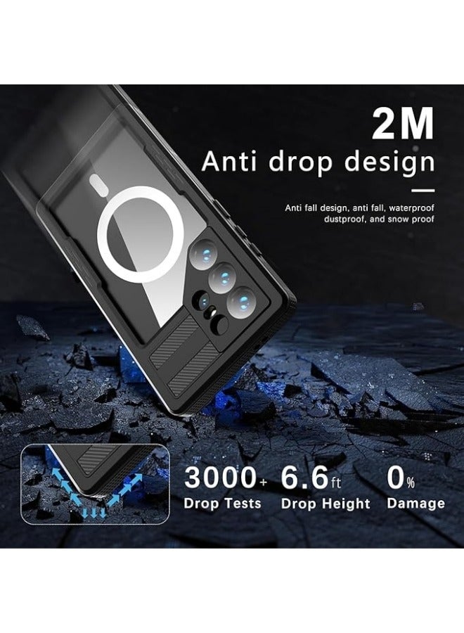Magnetic Waterproof Case Compatible with Samsung Galaxy S24 Ultra Shockproof IP68 Full Protection Fully Sealed Underwater Cover