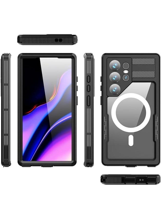 Magnetic Waterproof Case Compatible with Samsung Galaxy S24 Ultra Shockproof IP68 Full Protection Fully Sealed Underwater Cover